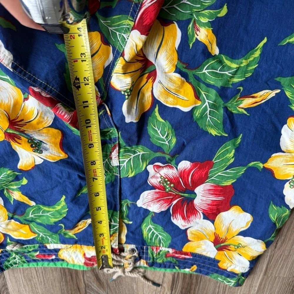 Vintage Y2K Polo Ralph Lauren Floral Swim Trunks Blue Mens 34 Board Shorts